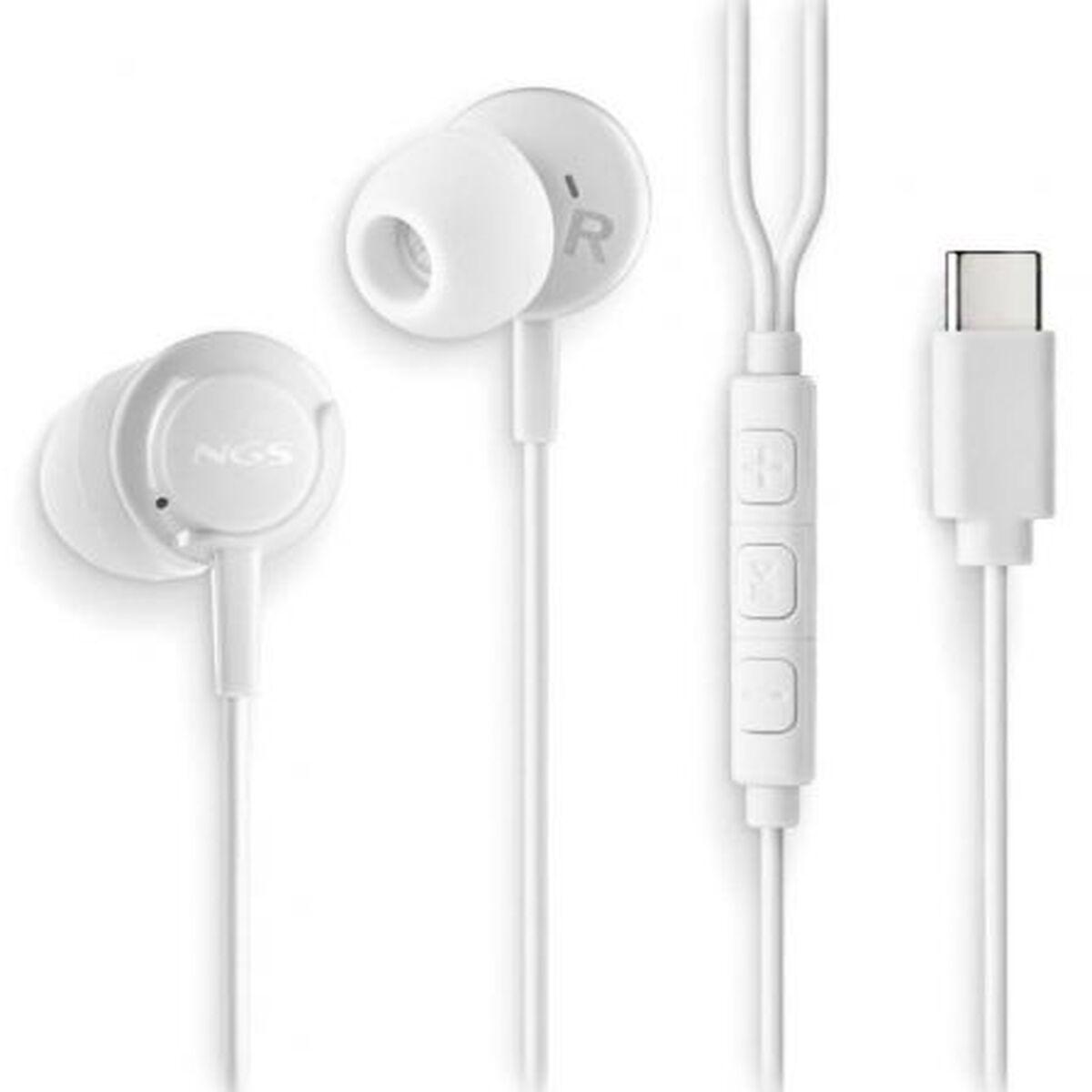 NGS Crossstep White in-ear headset med USB-C - Hvid