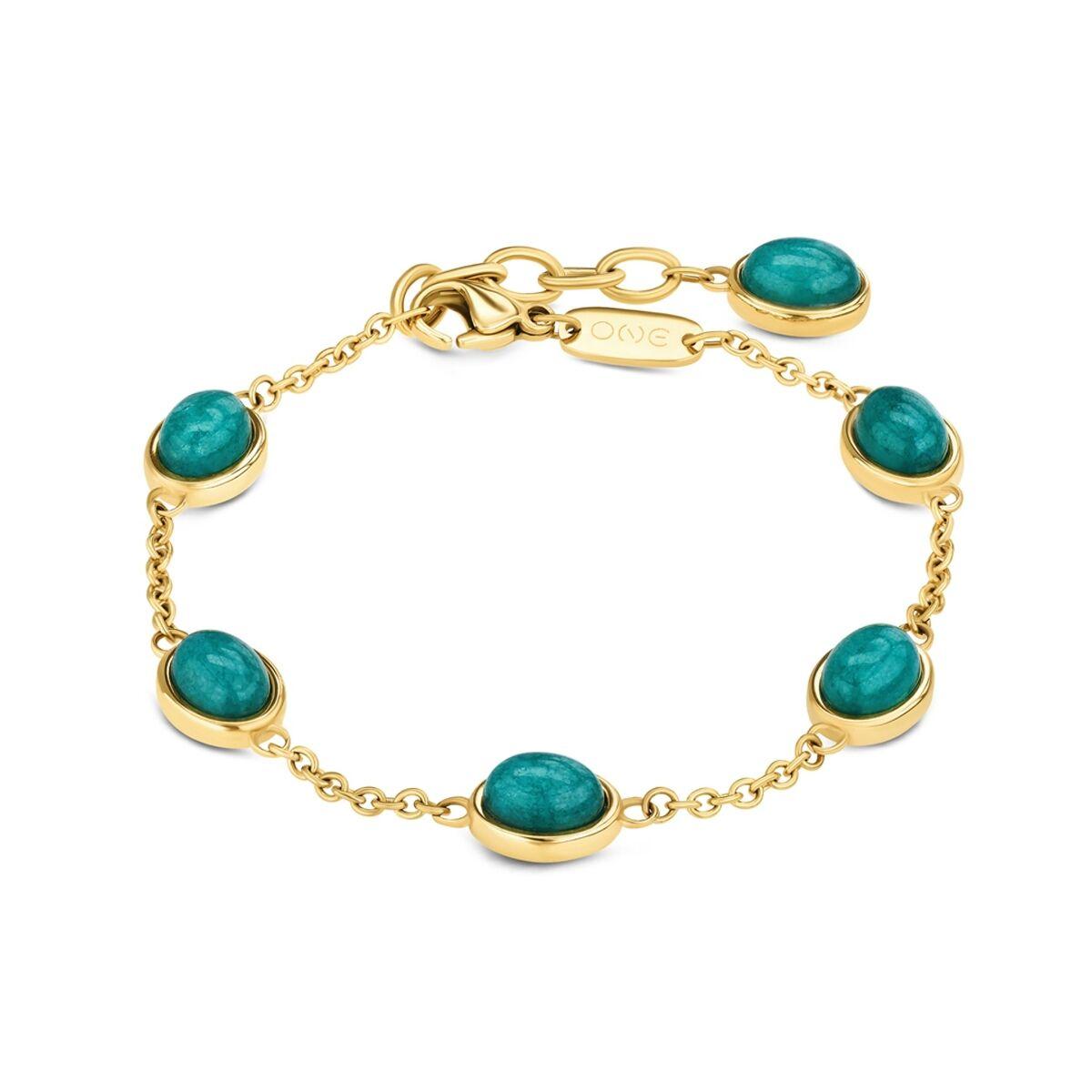 One Jewels OJBA56G armbånd til kvinder - gylden med grønne sten