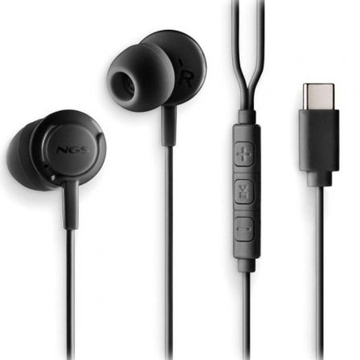 NGS Cross Step Black - in-ear gaming headset med USB‑C, sort
