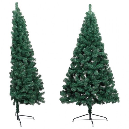 Kunstigt halvt juletræ med juletræsfod 240 cm - grøn