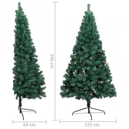Kunstigt halvt juletræ med juletræsfod 240 cm - grøn