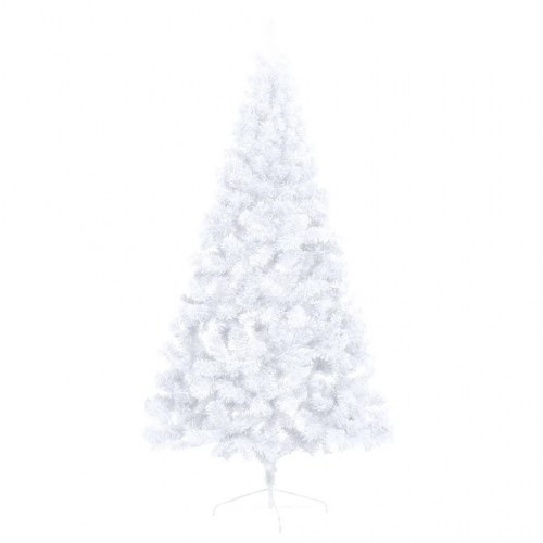 Kunstigt halvt juletræ med fod 150 cm - hvid