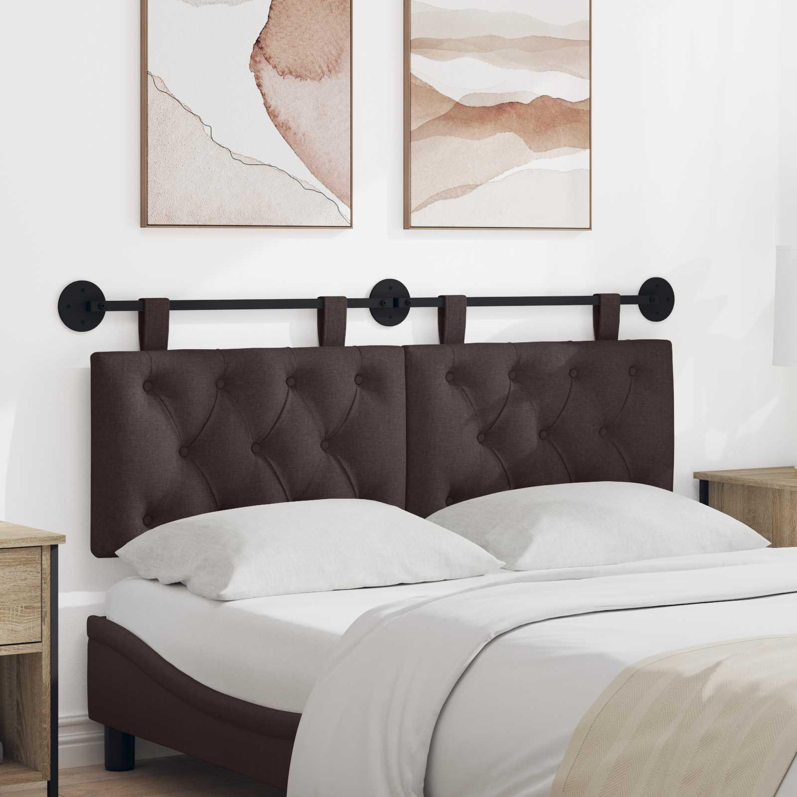 Hængende Hovedgavl Vægmonteret Mørk Brun 150 x 55 x 7 cm Stof
