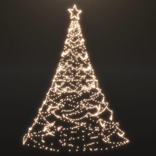Juletræ med metalstolpe 500 LED'er 3 m varmt hvidt lys