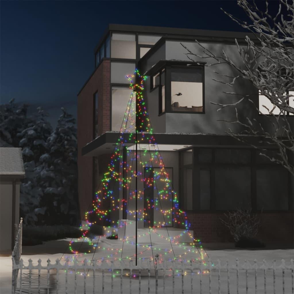 Juletræ med metalstolpe 500 LED'er 3 m flerfarvet lys