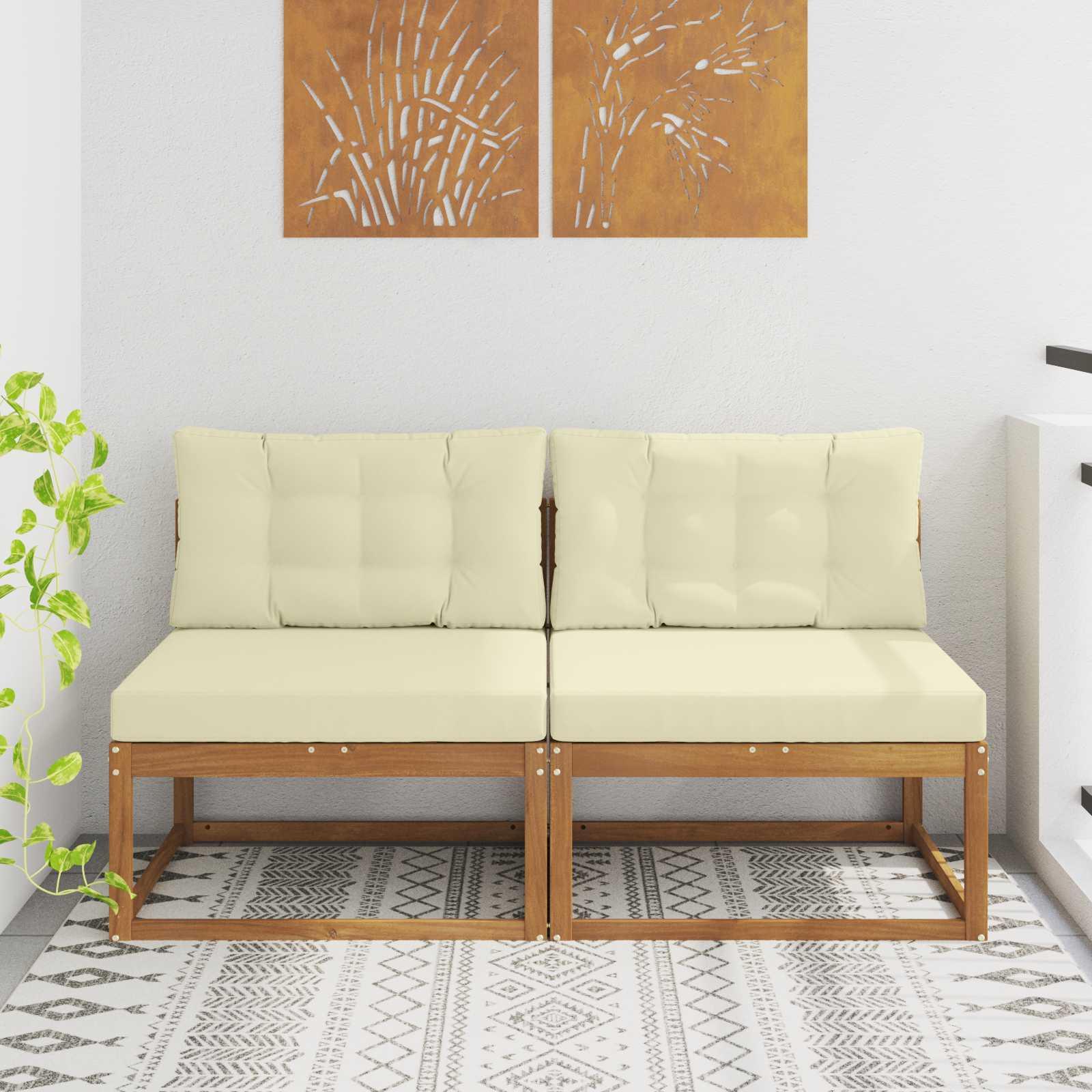 Udendørs 79 X 79 X 37 Cm - Natur og cremefarvet / 2x midterdel