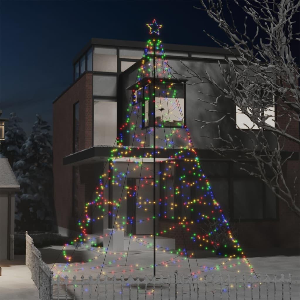 Juletræ med metalstolpe 1400 LED'er 5 m flerfarvet lys