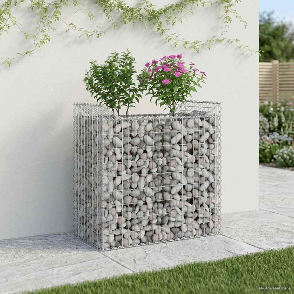 Gabion højbed Sølv 50 x 100 x 100 cm Galvaniseret stål