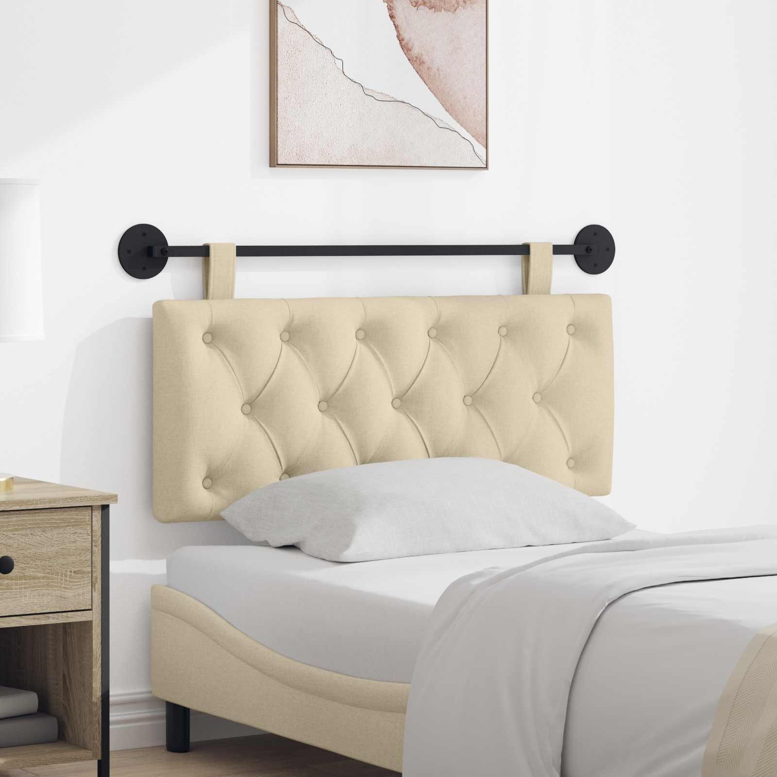 Hængende Hovedgavl Vægmonteret Creme 110 x 55 x 7 cm Stof