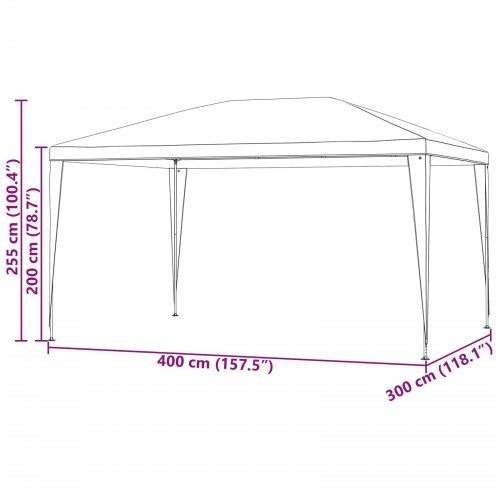 Partytelt 400 x 300 x 255 cm - rød
