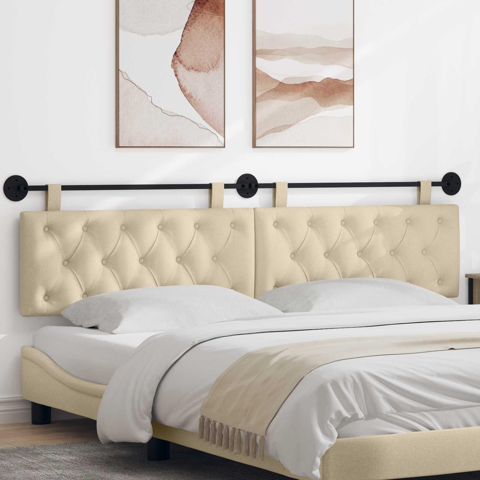 Hængende Hovedgavl Vægmonteret Creme 210 x 55 x 7 cm Stof