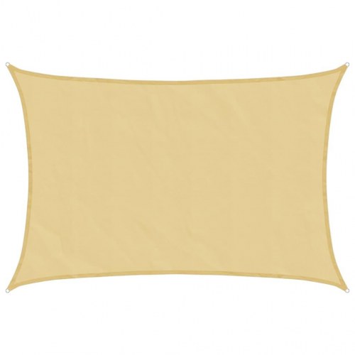 Solsejl 6×4 m i sandfarve - vandafvisende polyester med UV-beskyttelse