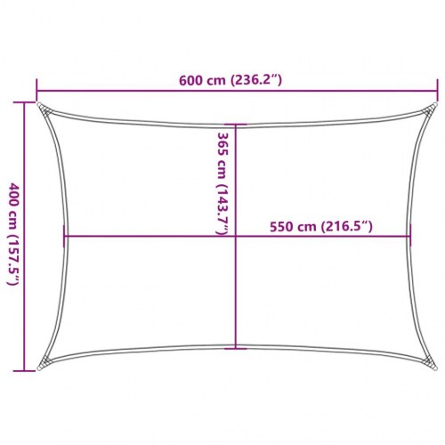 Solsejl 6×4 m i sandfarve - vandafvisende polyester med UV-beskyttelse