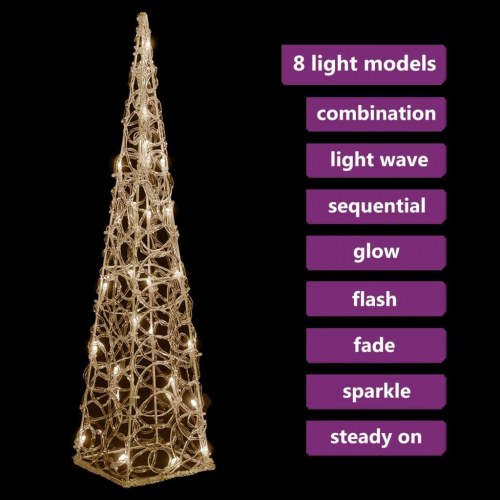 Dekorativ LED-lyskegle 60 cm akryl varm hvid