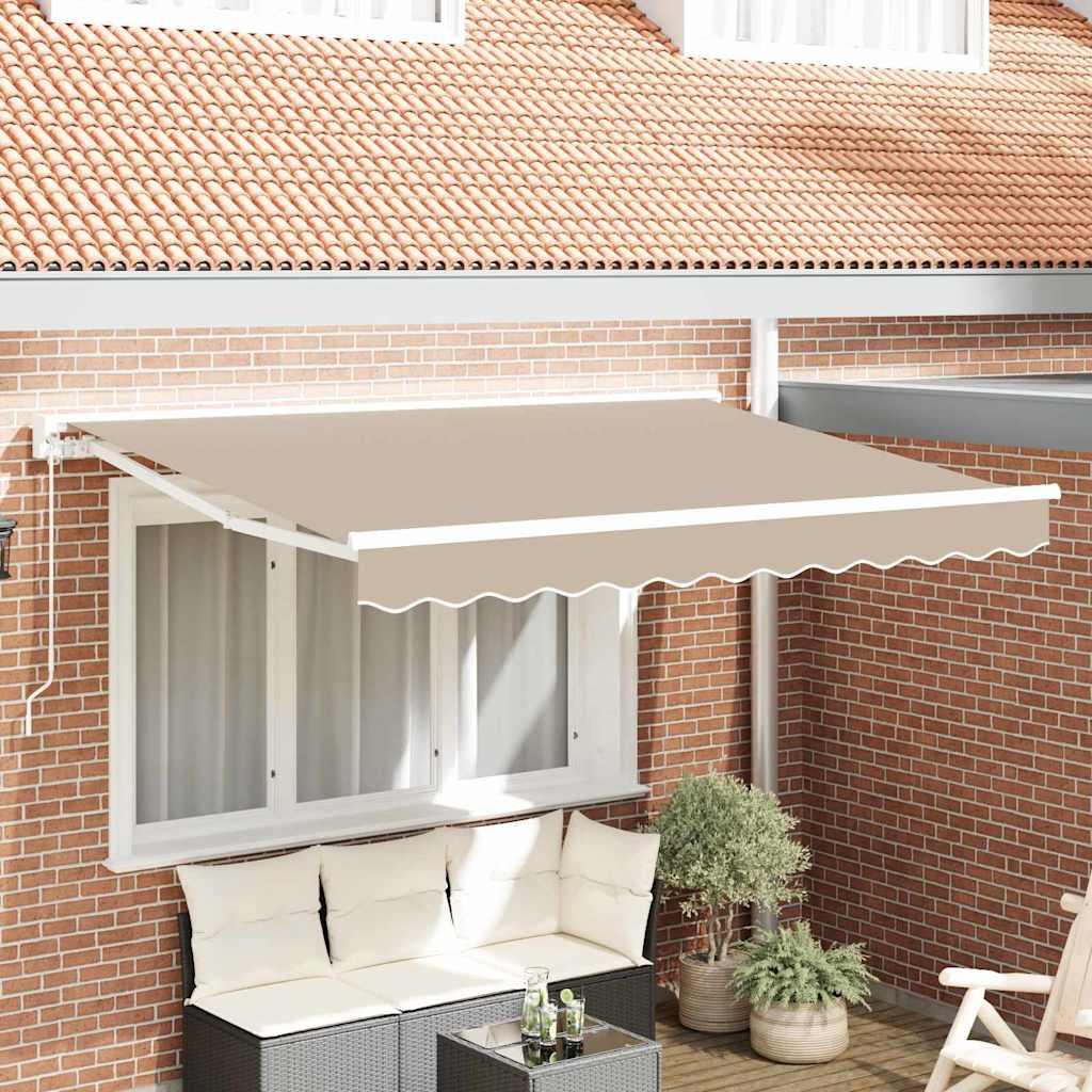 Udtrækkelig Markise Blå Og Hvid 350X200 Cm Stof - Beige (hvid ramme) / 3,5 x 2 m / Manuel