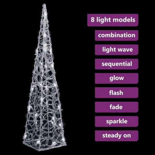 Dekorativ LED-lyskegle 60 cm akryl kold hvid