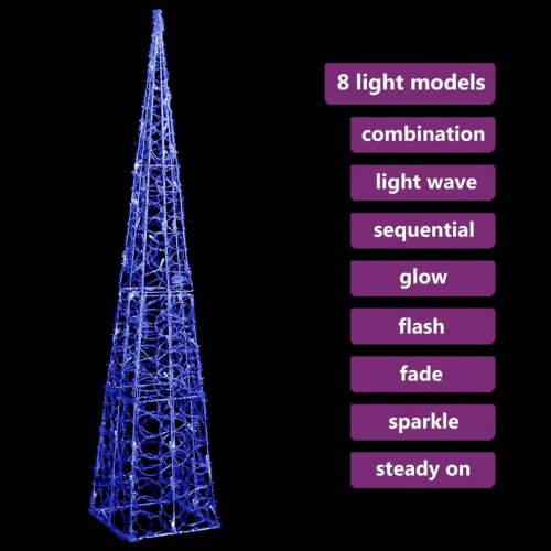 Dekorativ LED-lyskegle 120 cm akryl blå
