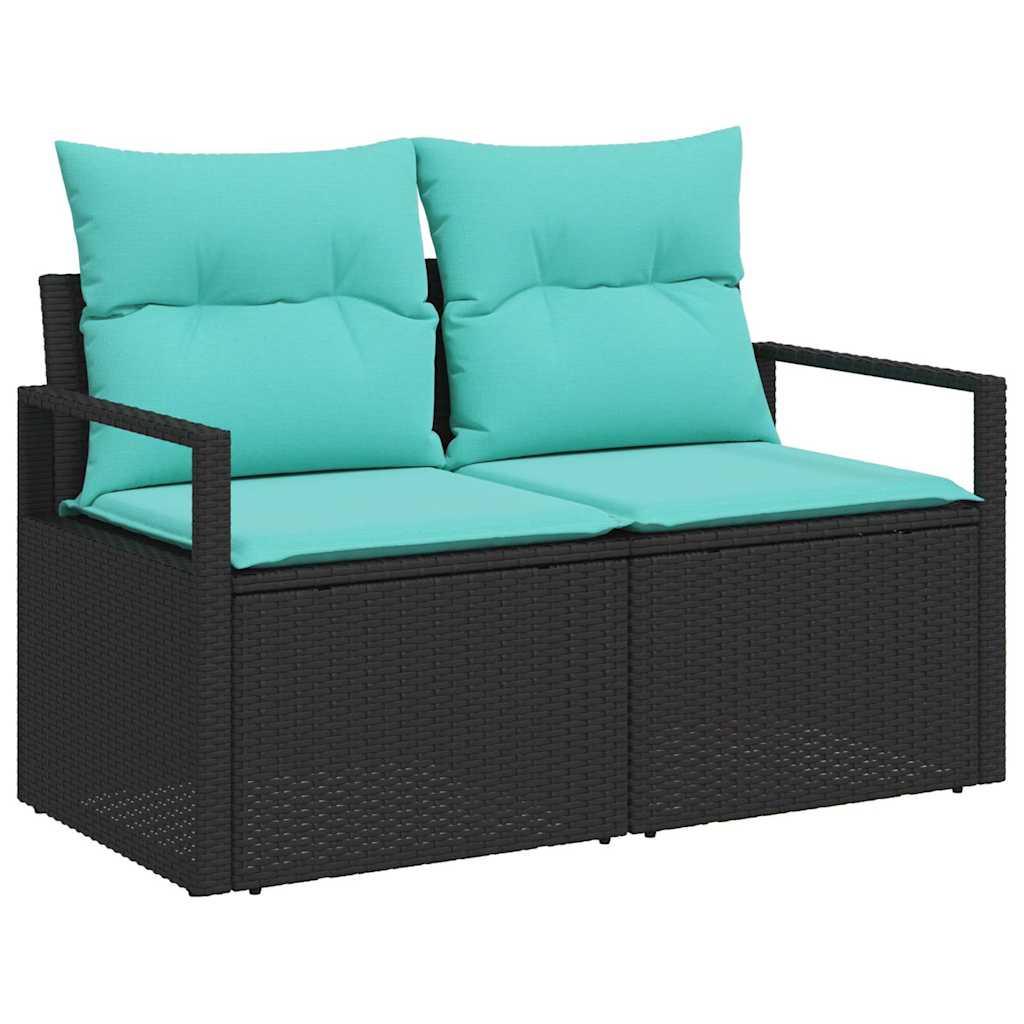 Sofa Sæt 6 stk Sort polyrattan