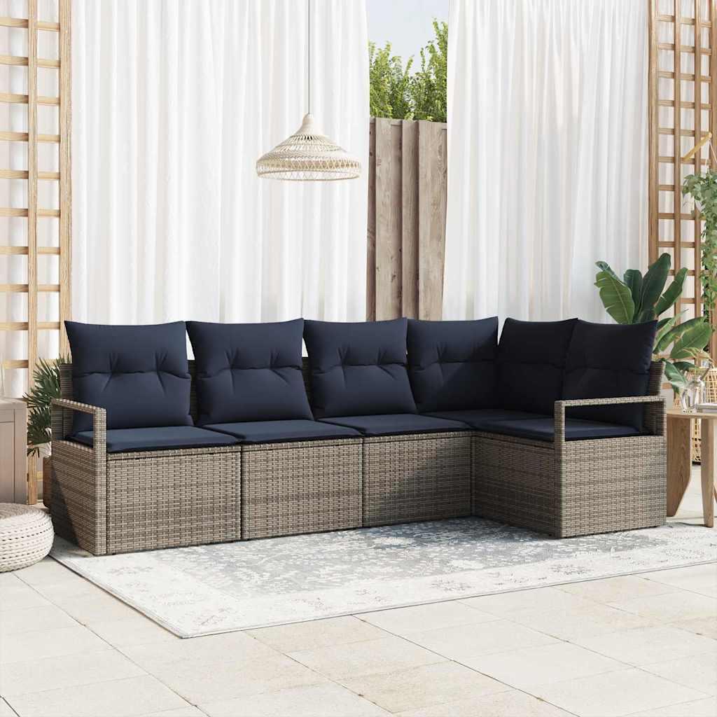 Sofa Sæt 5 stk Grå polyrattan