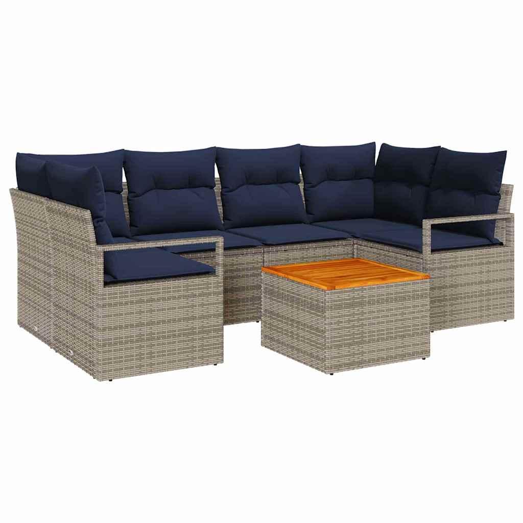 Havesofa Sæt med pude 7 stk Grå polyrattan