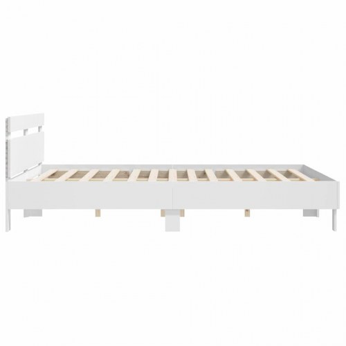 Sengestel med LED - hvid 193 x 203 cm i konstrueret træ