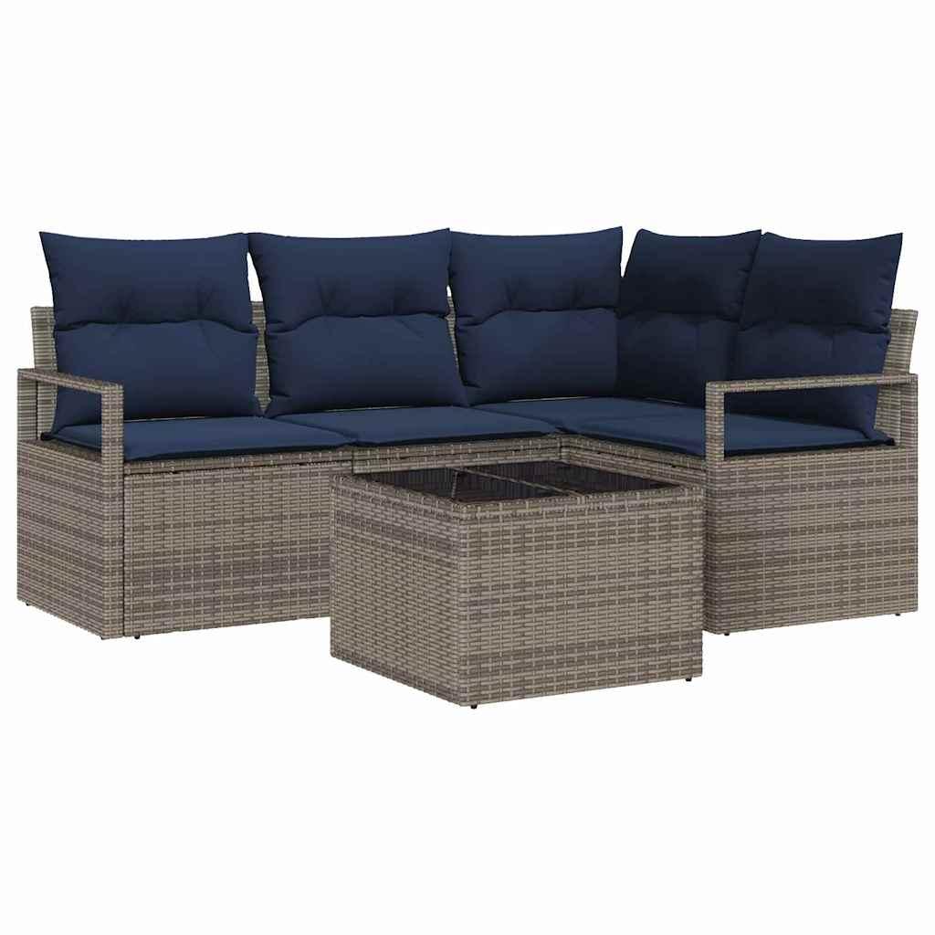 Sofa Sæt 5 stk Grå polyrattan