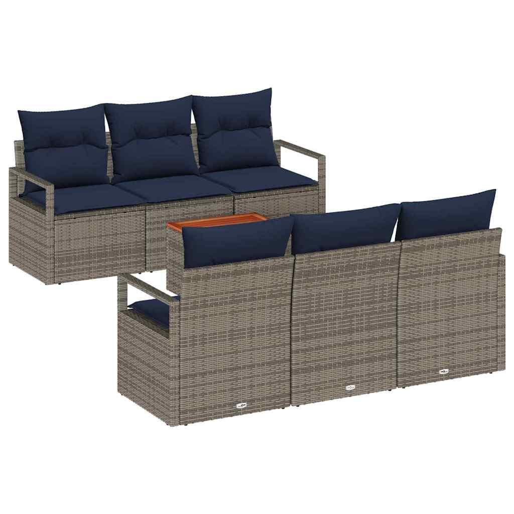 Havesofa Sæt med pude 7 stk Grå polyrattan