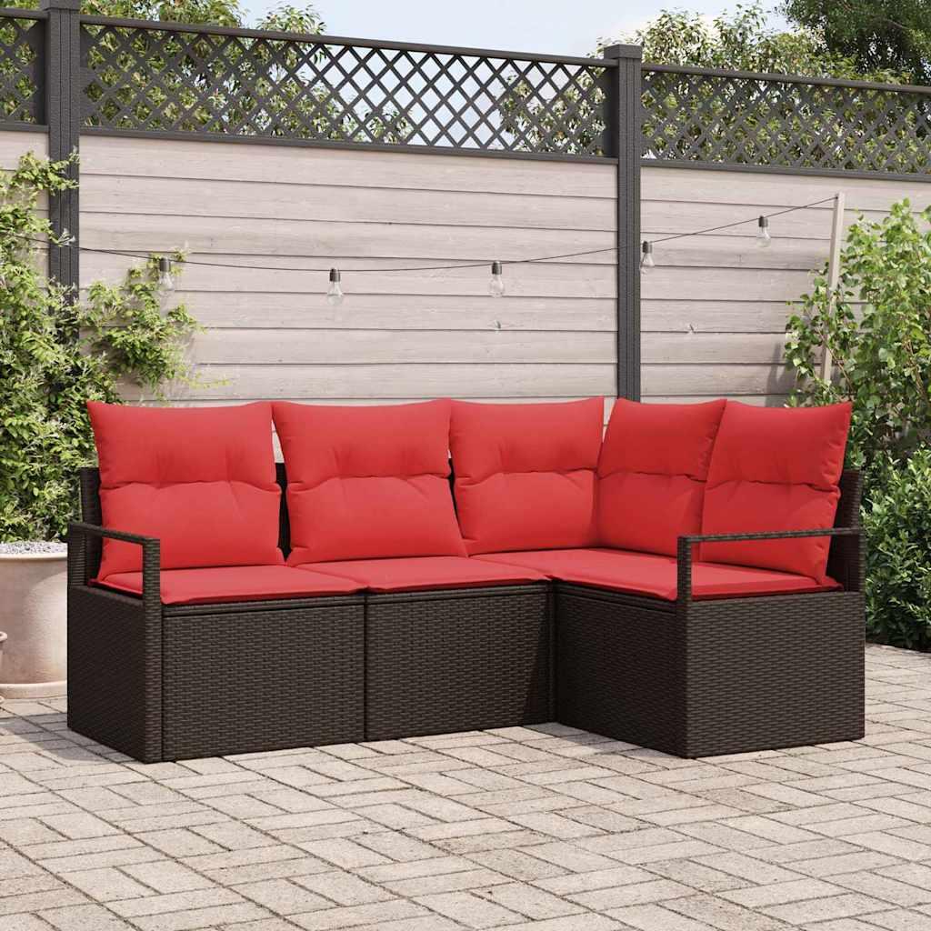Sofa Sæt 4 stk Brun polyrattan