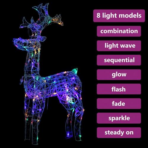 Juledekoration rensdyr 90 LED-lys 60x16x100 cm akryl