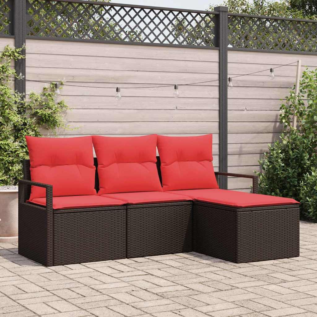 Sofa Sæt 4 stk Brun polyrattan