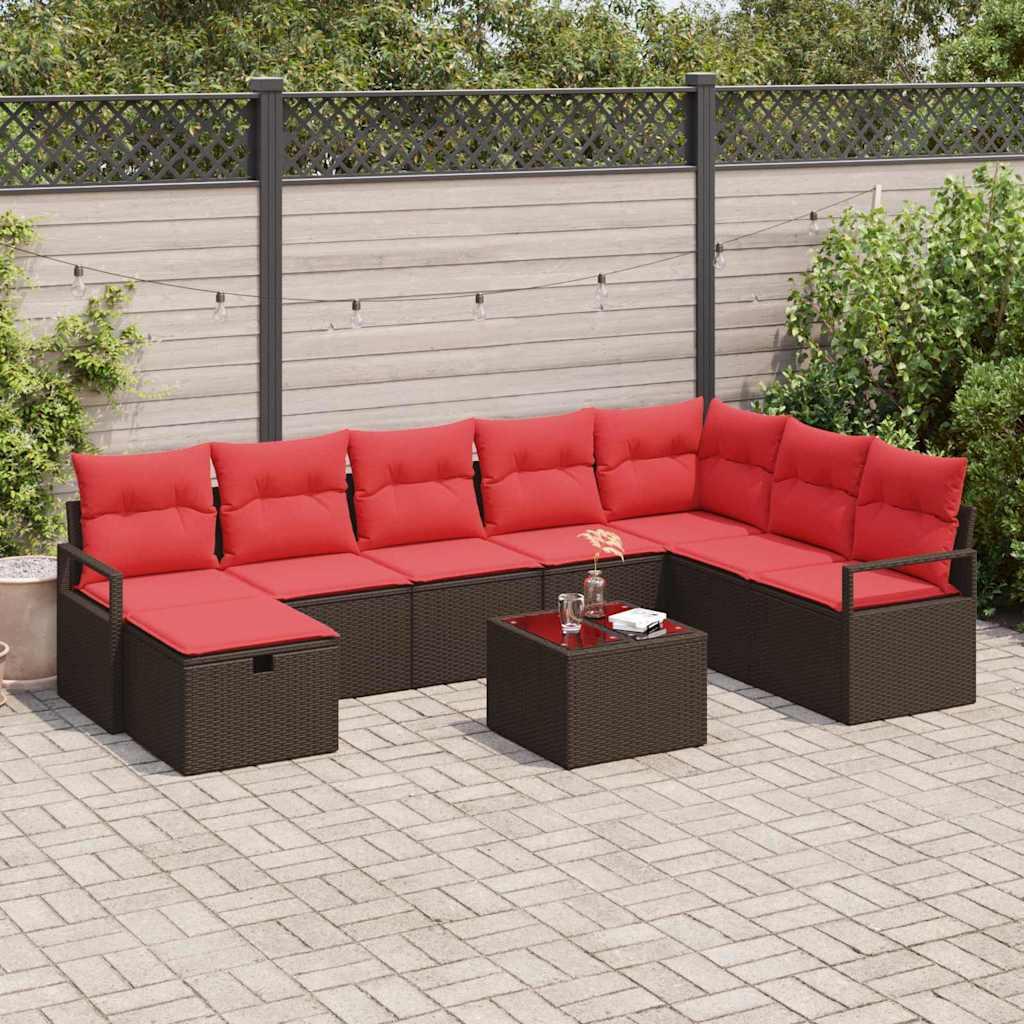 Sofa Sæt med pude med opbevaring Brun polyrattan