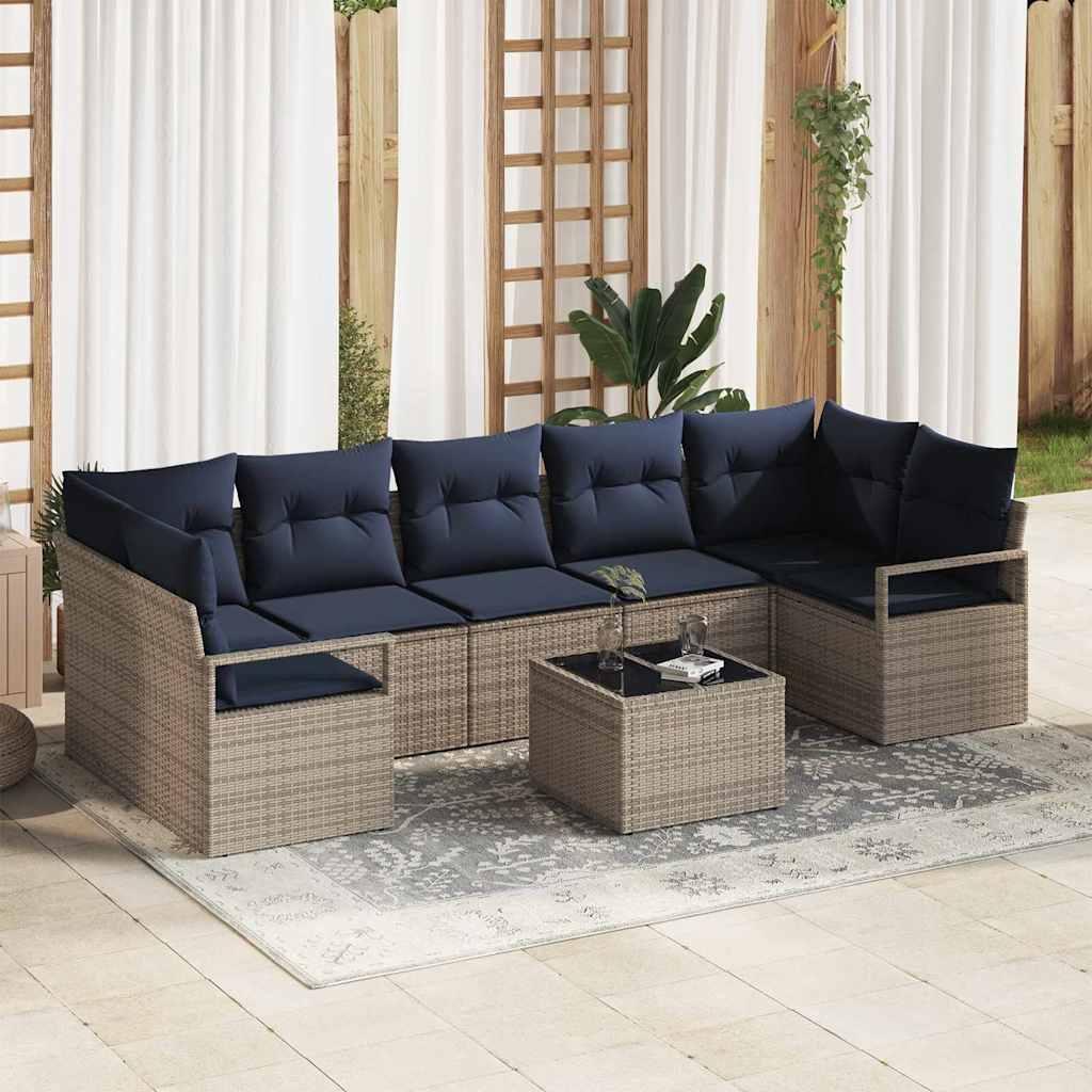 Sofa Sæt 8 stk Grå polyrattan