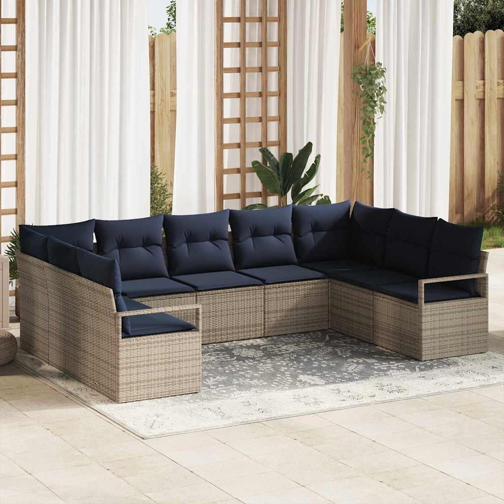 Sofa Sæt med pude 7 stk Grå polyrattan