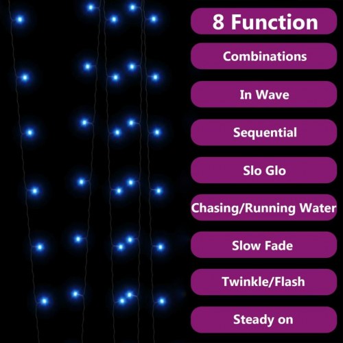 Lyskæder 5 stk. 5x200 LED inde/ude soldrevet blå
