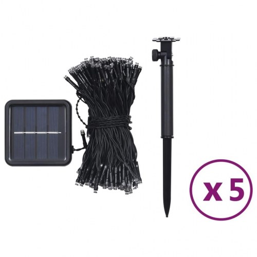 Lyskæder 5 stk. 5x200 LED inde/ude soldrevet blå