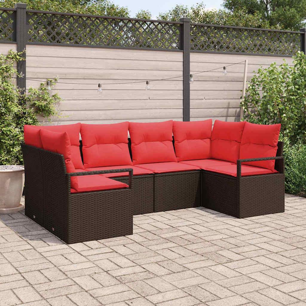 Sofa Sæt med pude 6 stk Brun Poly Rattan