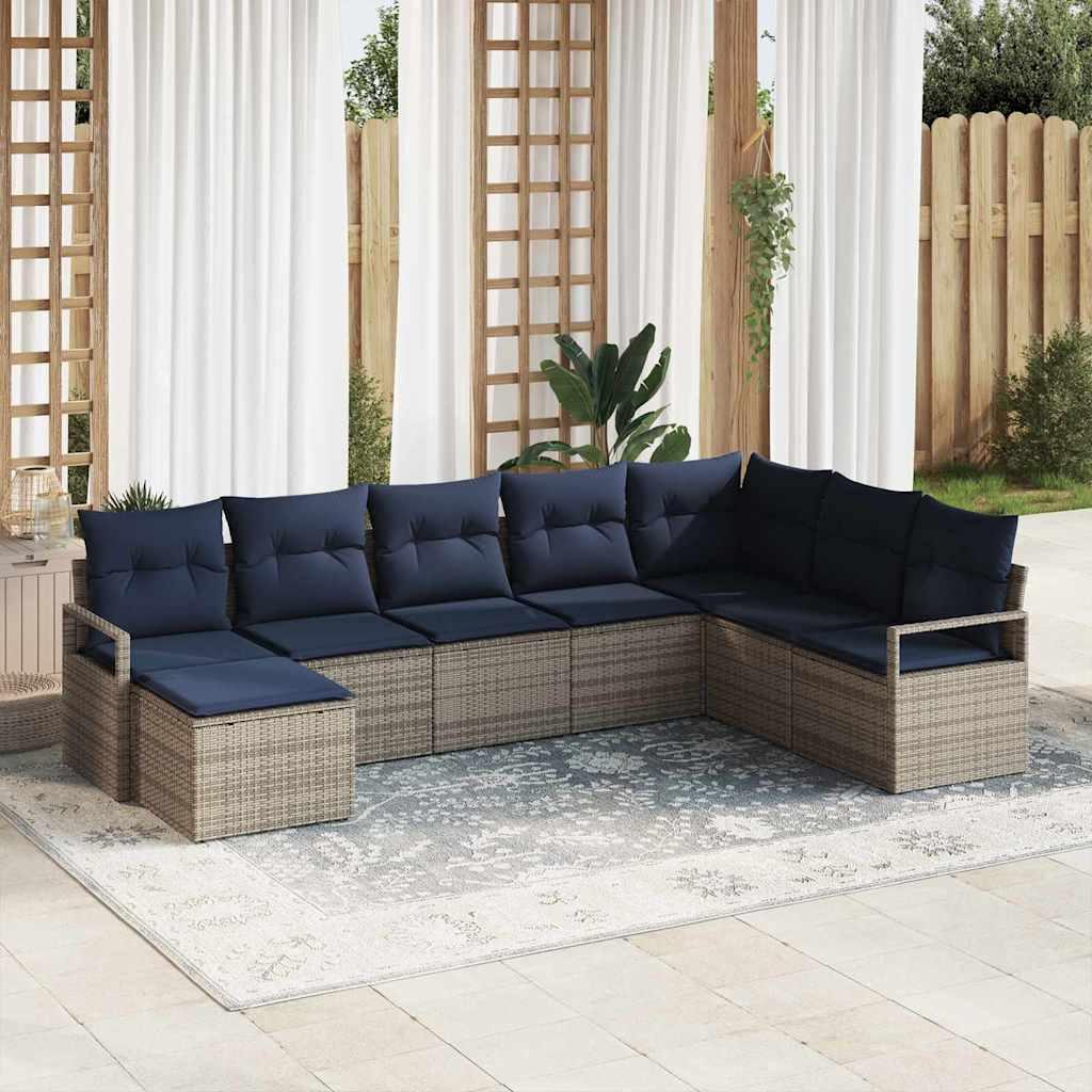 Sofa Sæt med pude 8 stk Grå polyrattan