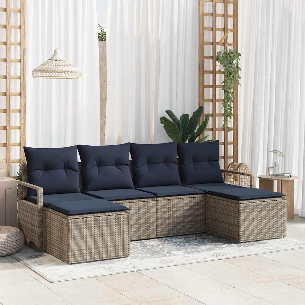 Sofa Sæt 6 stk Grå polyrattan