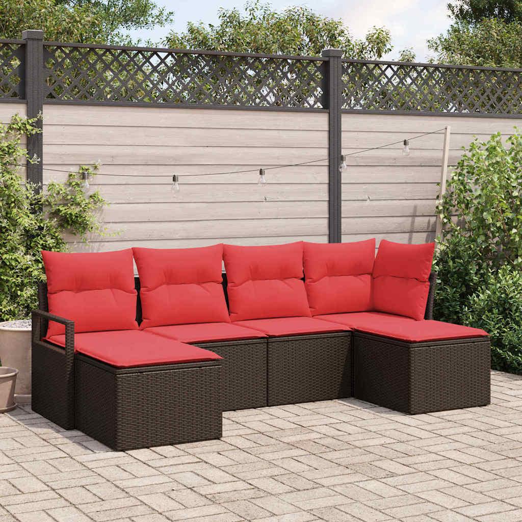 Sofa Sæt 6 stk Brun polyrattan