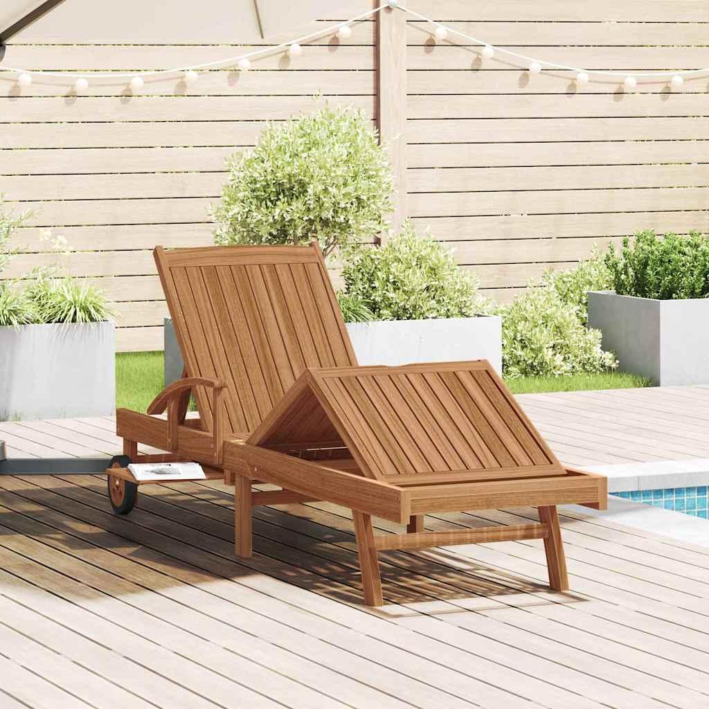 Liggestol med pude Brun 195 x 59 x 78,5 cm Massiv Teaktræ