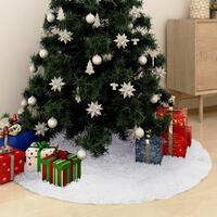 Skjuler til juletræsfod 122 cm kunstpels hvid