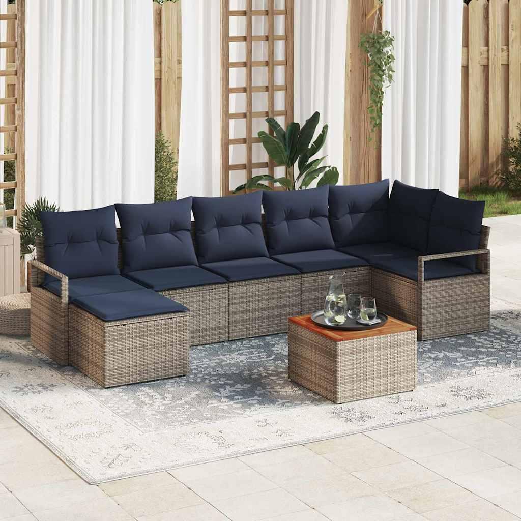 Havesofa Sæt med pude 8 stk Grå polyrattan