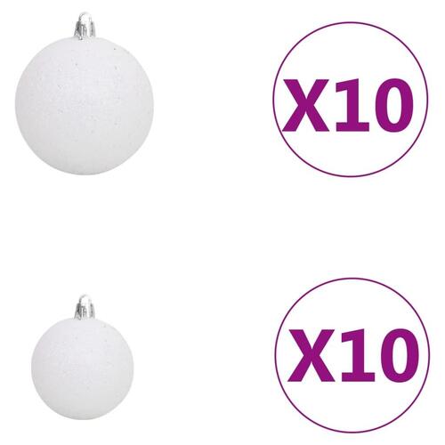 Julekuglesæt 120 dele med topspir 300 LED'er hvid og grå
