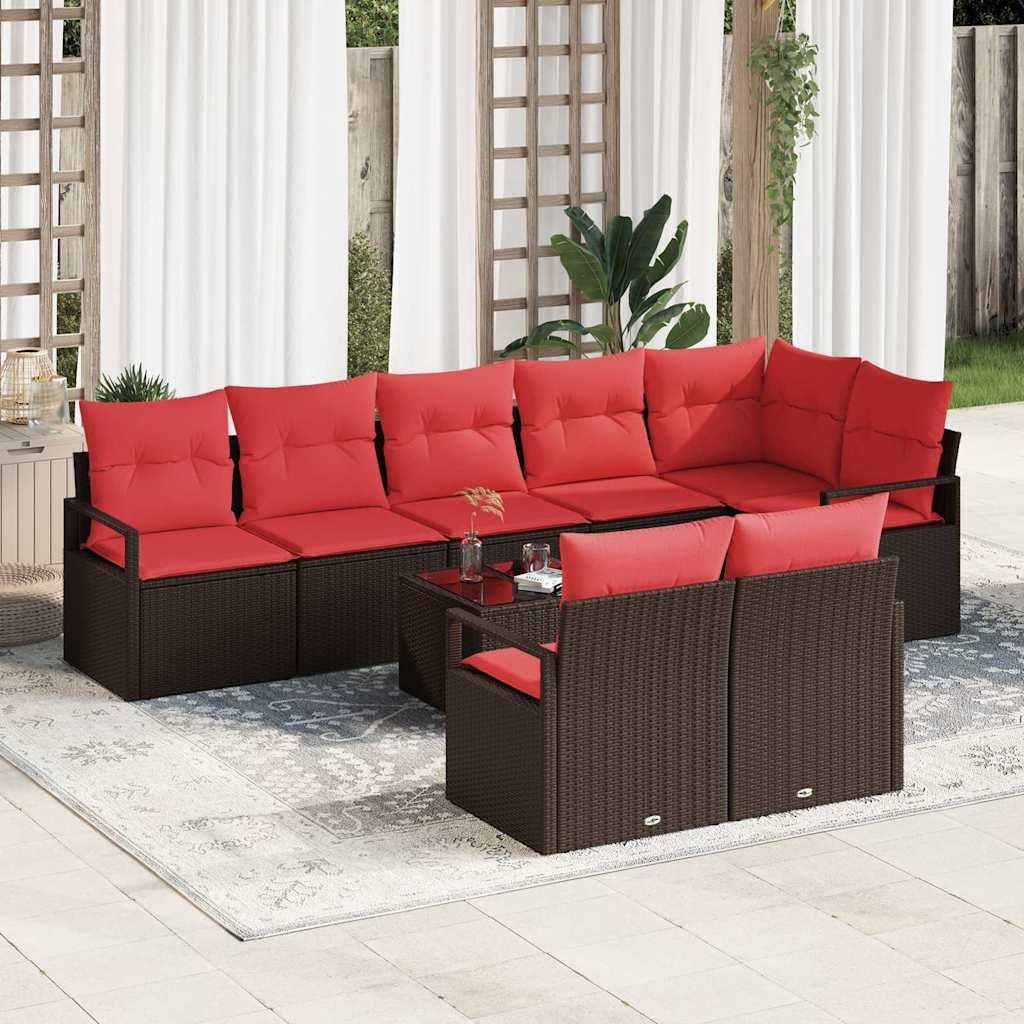 Sofa sæt i brun polyrattan - 9 dele, modulopbygget