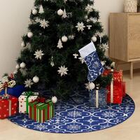 Luksuriøs skjuler til juletræsfod med julesok 122 cm stof blå