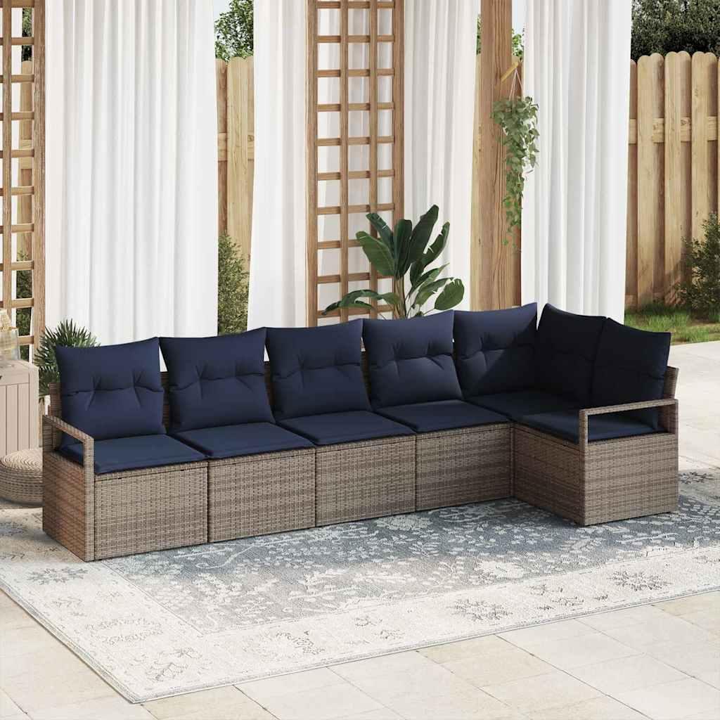 Sofa Sæt 6 stk Grå polyrattan