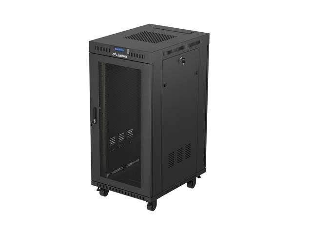 SZAFA INSTALACYJNA RACK STOJACA 19" 24U 600X800 CZARNA DRZWI PERFOROWANE LCD LANBERG (FLAT PACK) V2