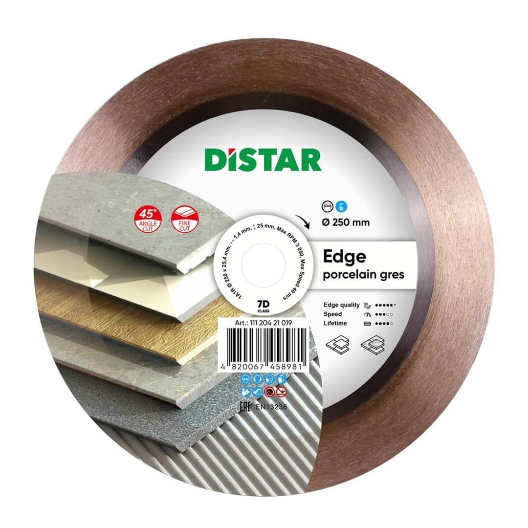 Distar diamantklinge Edge 250 × 1,4 × 25/25,4 mm – til porcelæn/gress