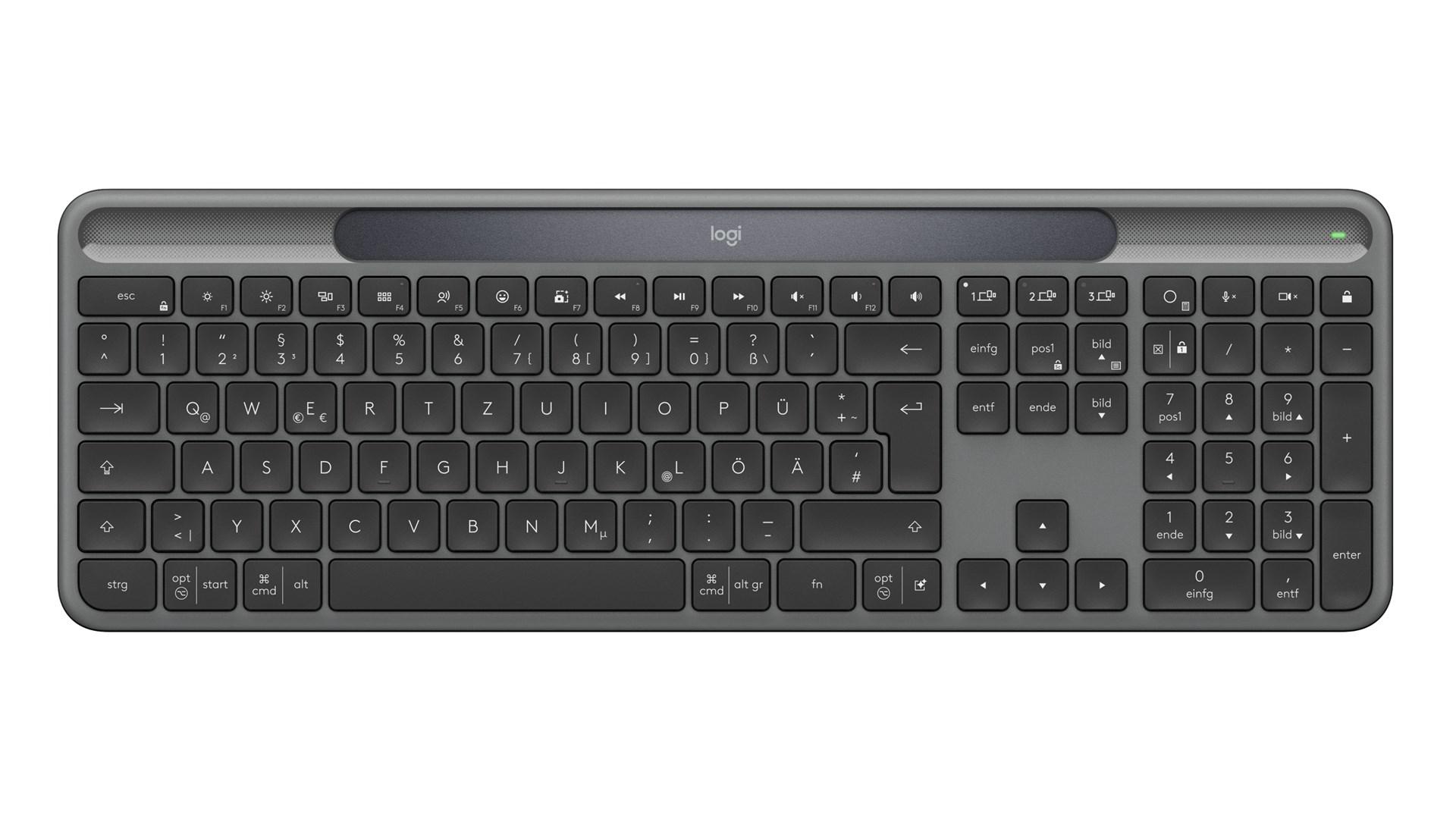 Logitech Signature Slim Solar+ K980 – trådløst tastatur, RF + Bluetooth, QWERTZ (tysk) – Graphite billede