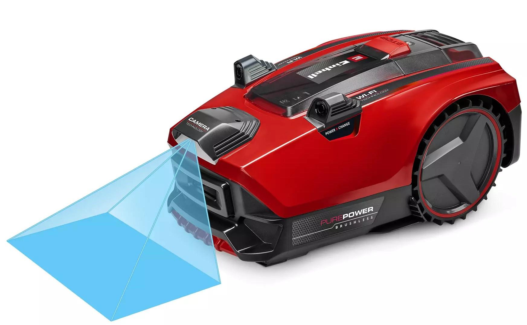 Einhell Freelexo Cam Plus 600 robotplæneklipper – rød/sølv/sort, 600 m², Wi‑Fi